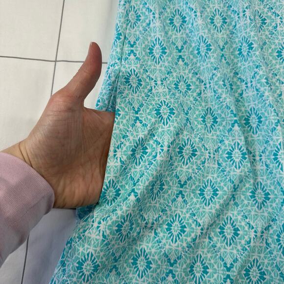 Cabana Life Dress Womens XL Blue Aqua Shift Short Sleeve Geometric Resortwear - Picture 6 of 9